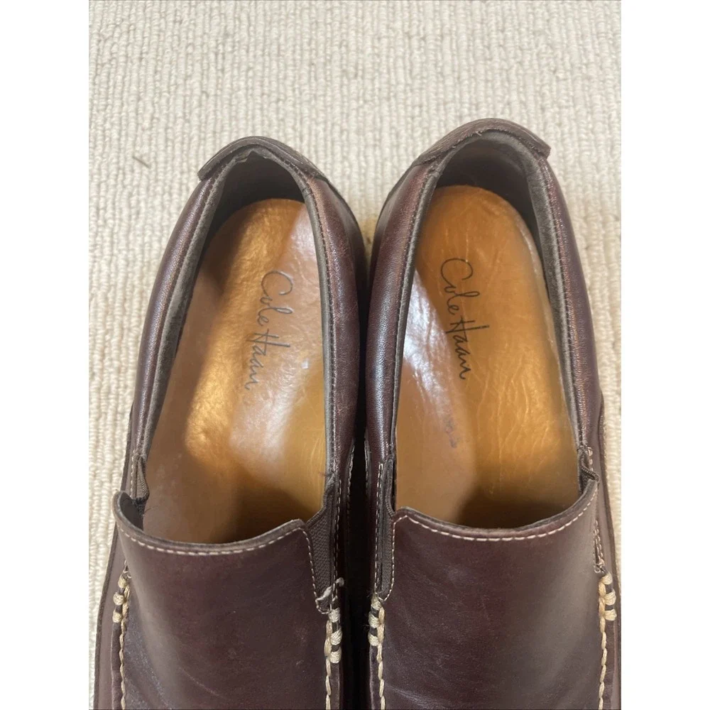 COLE HAAN Men's 9.5 Tucker Venetian Leather Brown Driving Moccasin Loafers
